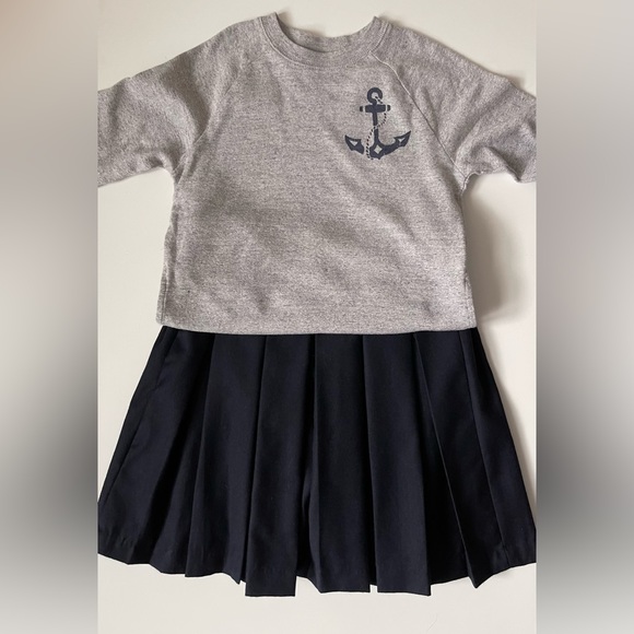 J. Crew Crewcuts Kids’ Grey Lightweight Nautical Sweatshirt with Anchor - Picture 1 of 9
